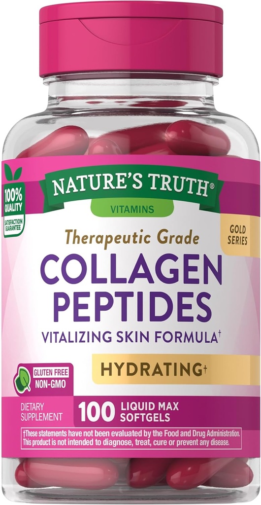 Nature's Truth Collagen Beauty Supplement, 100 Liquid Max Softgels Formule hydratante