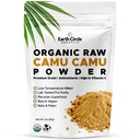 Earth Circle Organics Camu Poudre Camu – Poudre de baies crues organiques avec vitamine naturelle C et antioxydants – Vegan, Kosher, Superaliment non OGM pour l'immunité et l'énergie – 3oz (paquet de 1)
