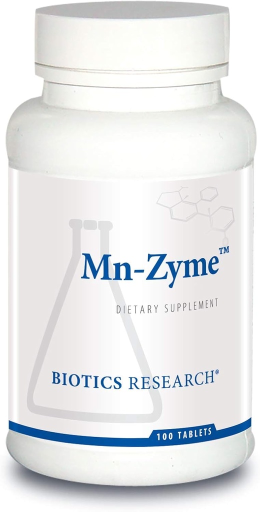 Recherche en biotique Mn Zyme, Manganèse, Trace Mineral, Antioxydant, Soutien au métabolisme, Cholestérol sain, Développement des os et du cartilage. 100 comprimés