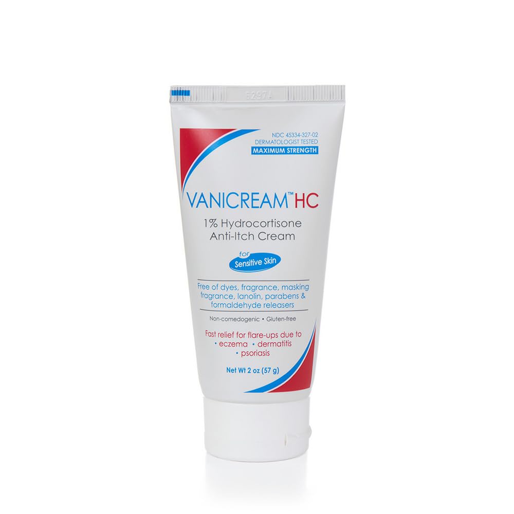 Vanicream 1% Hydrocortisone Crème Anti-Itch - 2 oz - Formule maximale de résistance OTC pour la peau sensible