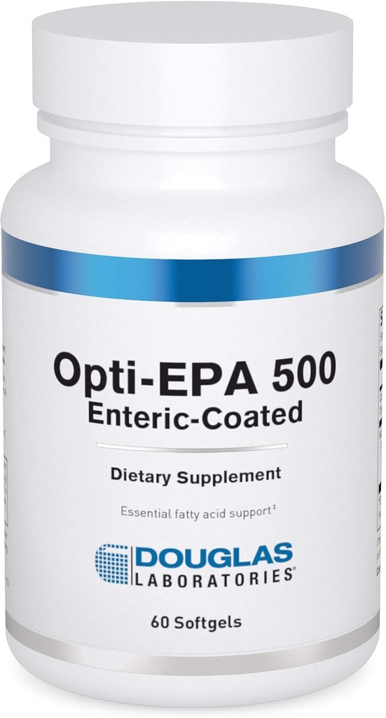 Douglas Laboratories Opti-EPA 500:00 Coté entérique pour soutenir le cerveau, les yeux, la grossesse et la santé cardiovasculaire 60 Softgels