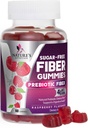 Gommies de fibre prébiotique 4g - Supplément sans sucre Gommy Fiber pour la santé digestive des adultes et le soutien de la régularité - Arôme de framboise naturelle, mélange à base de plantes, non-OGM et sans gluten - 60 Gommies