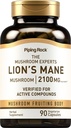 Pipeping Rock Lions Mane Supplément Capsules de 2100mg de numération 90 Extrait du corps de fruits de champignons pour les hommes et les femmes