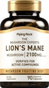 Pipeping Rock Lions Mane Supplément Capsules de 2100mg de numération 90 Extrait du corps de fruits de champignons pour les hommes et les femmes