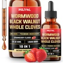10in1 gouttes liquides de bois de worm avec du bois de worm, noyer noir, des vêtements entiers et 7 Plus - support digestif, immune - 2 Fl Oz - 60 jours
