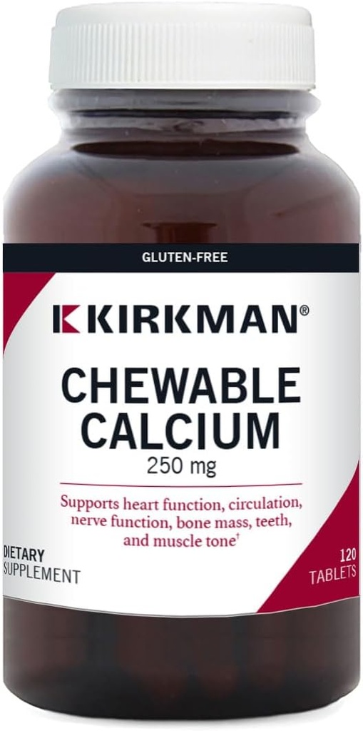 Kirkman - Calcium 250mg avec comprimés de vitamine D3-120 - Minéraux essentiels - Aide à maintenir des os forts - Hypoallergénique