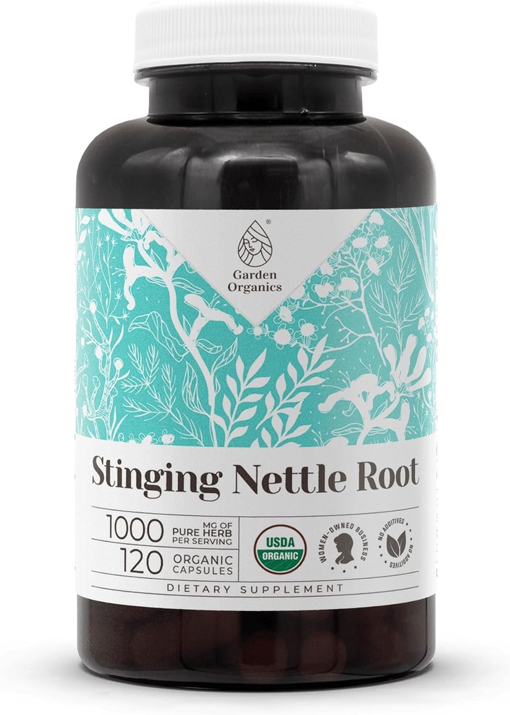 Stinging Nettle Root USDA Organic 120 Capsules système digestif, supplément naturel. Capsules végétariennes biologiques certifiées et stinging Nettle biologique (Urtica Dioica) racine séchée (120 Capsules)