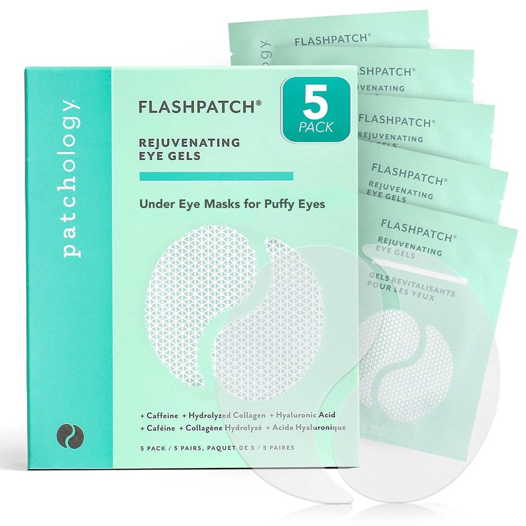 Patchology Under Eye Gel Patches – Masques Ophtalmologiques naturels pour Yeux Puffy, Cercles Noirs et Sacs Ophtalmologiques, Soin apaisant pour tous les types de peau, Beauté et Soins Personnels Essentiels (5 paires)