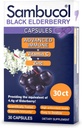 Sambucol Black Elderberry Capsules - Immune avancée, vitamine C et zinc, capsules Elderberry, supplément de soutien immunitaire, suppléments de mûrier noir, sans gluten, capsules faciles à avaler - 30 Compte