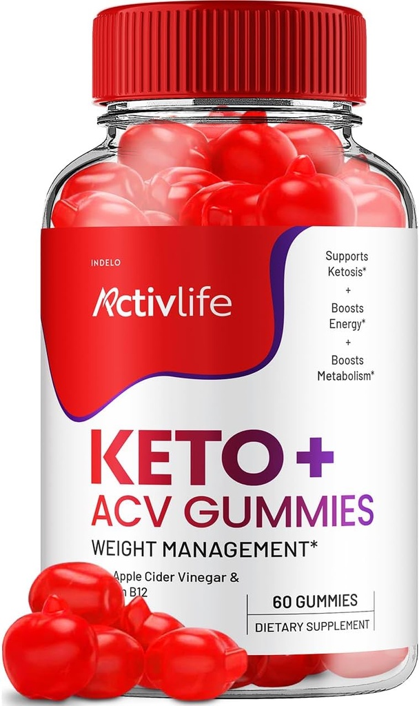 ActivLife Gummies Keto ACV - Vie active Gummies de vinaigre de cidre de pomme Keto, ActivLife Keto + ACV Gestion du poids Gummies ActiveLife Advanced 1000mg Formule (1 Pack - 60 Gummies)