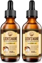 Supplément de la Mane de Lions, gouttes d'extrait de champignons liquides, 8 Complexe de champignons pour système immunitaire, Mémoire, Focus Boost, Supplément de champignons avec la Mane de Lion, Cordyceps, Reishi, Vegan, 2 Pack