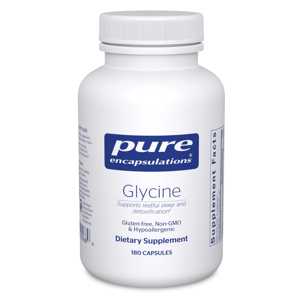 Encapsulations pures Glycine - Soutient le repos dans le sommeil et la désintoxication du foie* - Supplément hépatique - Vegan & sans gluten - 180 capsules