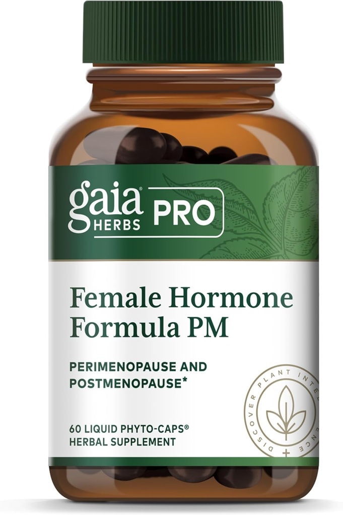 Gaia Herbs Pro Formule hormonale féminine PM - Supplément santé des femmes pour la ménopause et le soutien du sommeil - Black Cohosh & St. John's Wort - végétalien, sans soja et sans gluten - 60 capsules de Phyto liquide (30 portions)