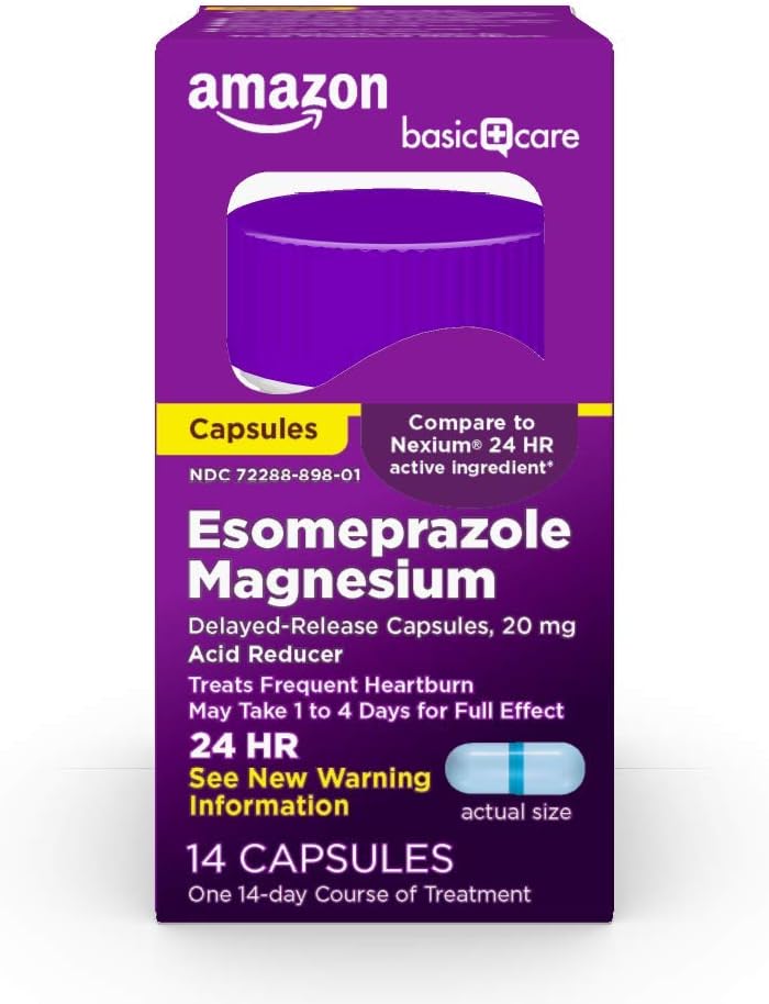Soins de base Esoméprazole Magnésium Capsules à libération différée, 20 mg, Réducteur acide, 14 Compte