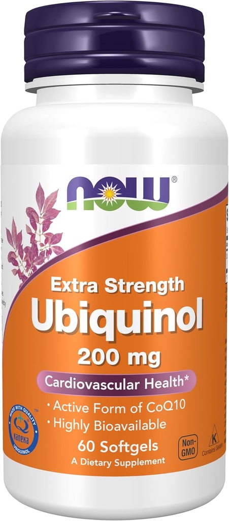 Suppléments, Ubiquinol 200 mg, haute biodisponibilité (la forme active du CoQ10), 60 Softgels