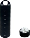 Black Plastic Weekly Pill Organizer - Smart Medicine Pill Organizer Travel - Conteneur de médicaments de 7 jours étanche et sans BPA - Support de pilule pour les vitamines et les médicaments