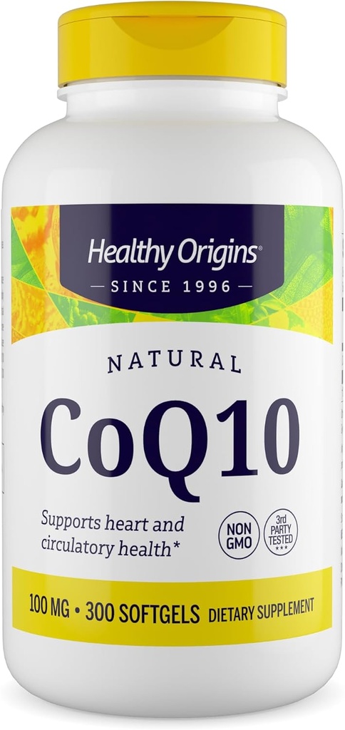Healthy Origins® CoQ10 100 mg – L'Ubiquinone trans-isomère naturelle – Fermenté au levure, soutient la santé cardiaque et l'énergie cellulaire – non-OGM 300 Softgels
