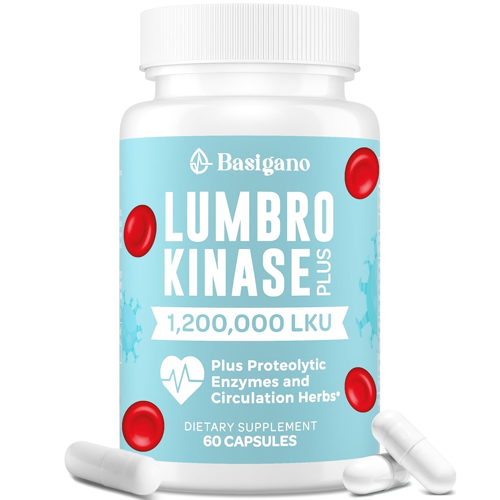 Supplément de lumbrokinase, 1,2 million de LKU - 120 mg Capsules, Potent Nattokinase Alternative avec enzymes protéolytiques et mélange à base de plantes