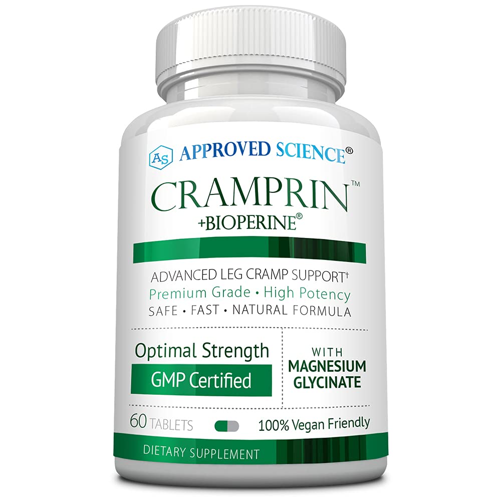 Cramprine scientifique approuvée - Magnésium à absorption élevée, complexe de vitamine B, biopérine - 1 mois d'approvisionnement - 60 capsules - végétalien