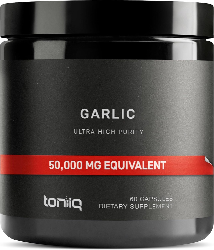 Capsules d'ail avec 10 000 mcg d'allicine - Sans odorat - 50:1 Extrait pour la puissance maximale - Laboratoire de troisième partie testé - 60 Capsules végétariennes