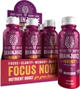 BrainJuice Cerveau et immunosupport, Gluten sans supplément shots pour l'énergie, Focus, Immunity with Vitamine D, C B, Alpha GPC & Organic Ginger Root, Pomegranate Acai, 2,5 fl oz, 12 Pack