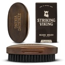 Brosse à barbe Viking pour homme - Manche en bois de hêtre de 4,3 pouces, brun - Brosse à barbe de sanglier, démêlant de taille voyage et réducteur statique