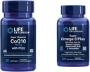 Extension de vie Super Ubiquinol CoQ10 avec PQQ, CoQ10, PQQ et Super Omega-3 Plus EPA/DHA Huile de poisson, sésame Lignans