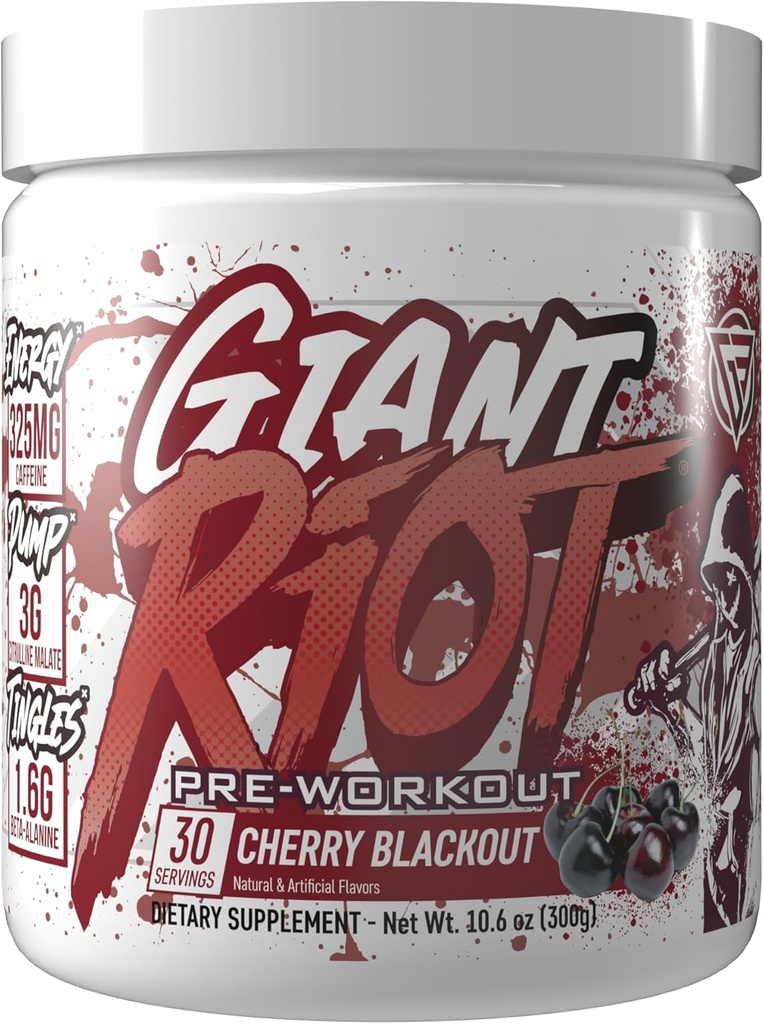 Poudre pré-entraînement de Riot géant (30 portions, cerise noir)