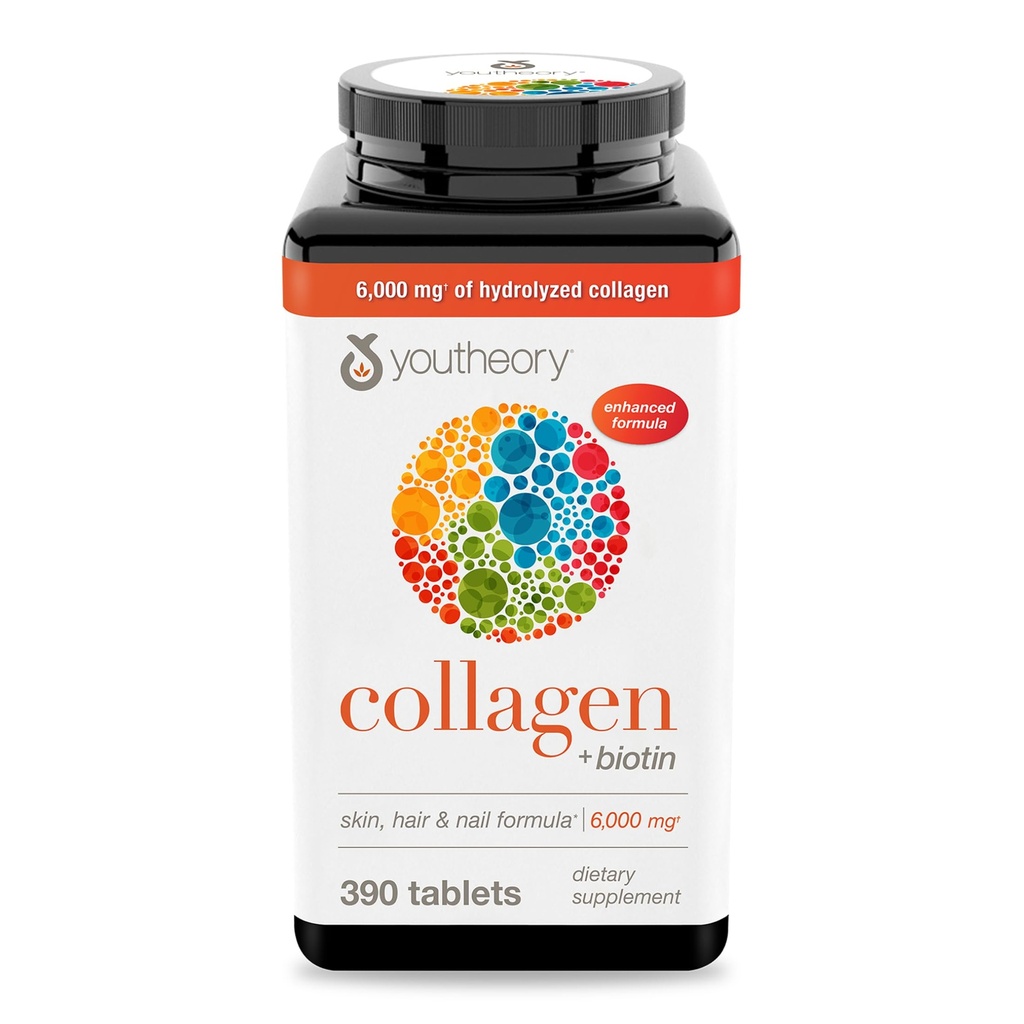 Formule avancée Youtheory Collagen avec Biotin, 390 comte (paquet de 1)