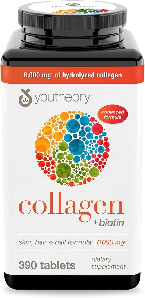 Formule avancée Youtheory Collagen avec Biotin, 390 comte (paquet de 1)