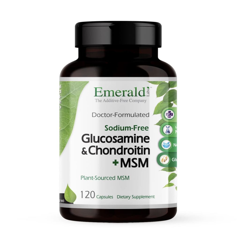 Emerald Labs Glucosamine & Chondroïtine avec MSM - Bone Health & Joint Health Supplement - Sans gluten - 120 capsules (30 jours d'approvisionnement)