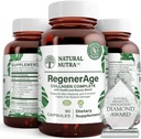 Natural Nutra RegenerAge Supplément complet pour la santé de la peau avec des peptides protéiques, Réduire les marques stretch, Contribue à la santé globale, Vitamine C, Extrait de vin rouge de graines de raisin, sans gluten, 90 capsules.