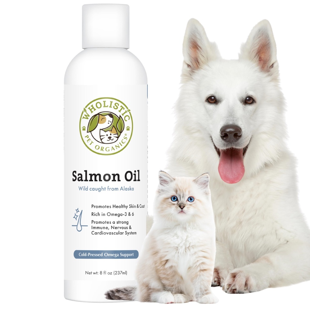 Huile de saumon de l'Alaska sauvage de haute mer pour chiens et chats - Supplément d'huile de poisson naturel Omega 3 pour chiens avec EPA et DHA pour la peau, le manteau, le coeur et le système nerveux