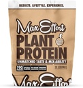 MAX EFFORT Poudre de protéines végétales, 19 G de protéines de pois, base végétale, sans gluten, faible teneur en glucides, mélange de smoothie ou de shake de protéines, substitut de repas, pas de lactosérum, aucun substitut de sucre, beurre d'arachide au chocolat, 20 Srvg