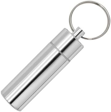 Portable Pill Organizer Small Travel Pill Box Keychain Mini Daily Pill Case Container, Etanche Metal Pill Holder Medicine Bouteille pour suppléments, pilules, vitamines et médicaments (Moyen)