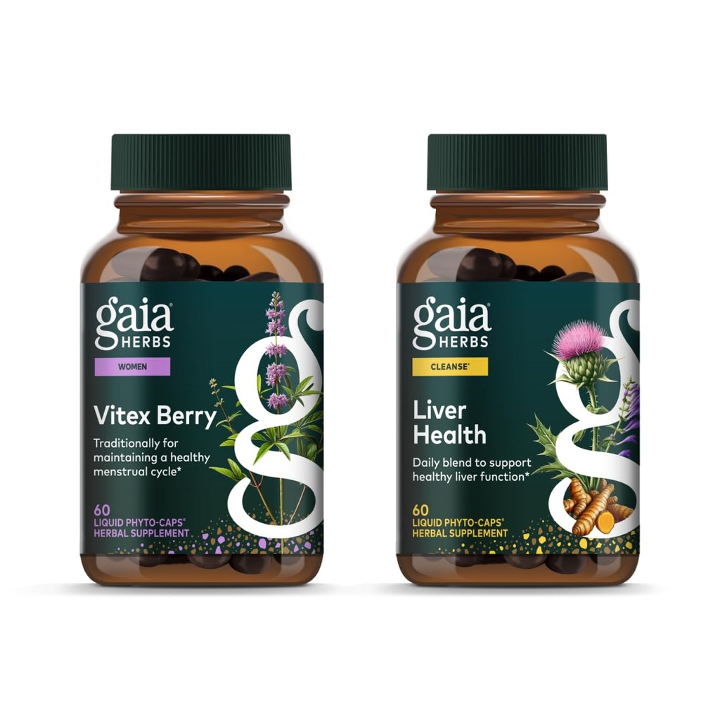 Gaia Herbes Vitex Berry (Chaste Tree) - Soutient l'équilibre hormonal et la fertilité pour les femmes - 60 Végétaux Caps et la santé du foie - Supplément hépatique avec le chardon de lait, racine de réglisse pour le foie et le soutien de nettoyage -