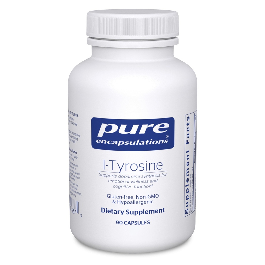 Pure Encapsulations L-Tyrosine - Amino Acid Supplement - for Brain Support, Dopamine & Thyroid Function* - Vegan & Non-GMO - 90 Capsules