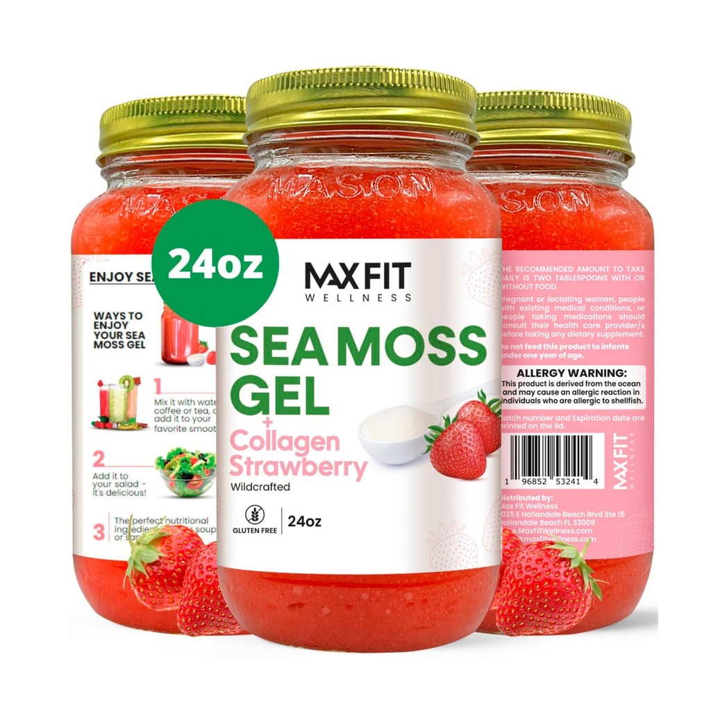 Gel de mousse de mer Raw (24 saveurs) 24oz Wildсrafted Gold Gel de mousse de mer de Sainte-Lucie