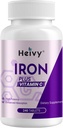 Sulfate de fer Heivy 325mg (Iron 65mg), supplément de fer de haute puissance pour les femmes et les hommes, pilules de fer avec vitamine C, sulfate de fer, non-OGM - 240 comprimés fabriqués aux États-Unis