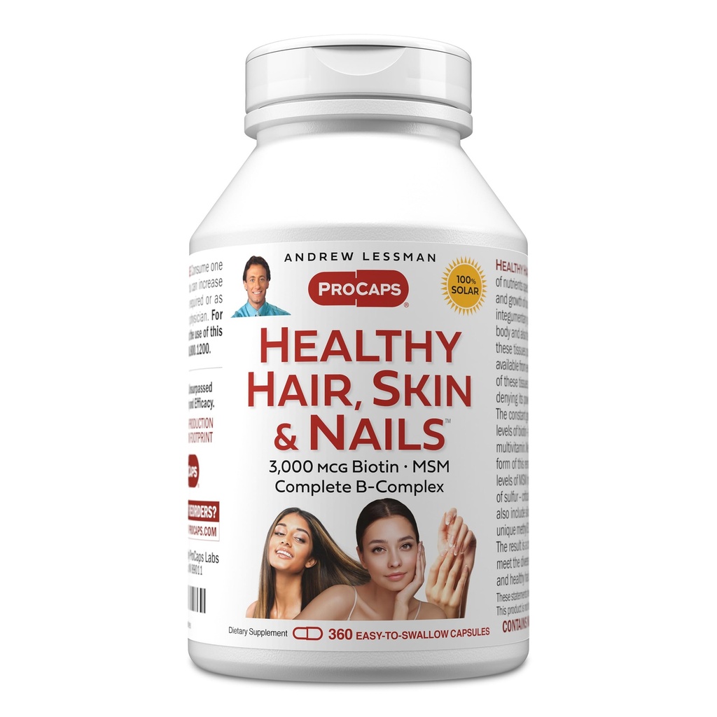 ANDREW MOINSMAN Santé des cheveux, de la peau et des ongles 360 Capsules - 5000 mcg Haute Bioactivité Biotine, B-Complex. Favorise une belle peau, des ongles forts. Pas d'additifs Vitamines de croissance capillaire Supplément Biotine