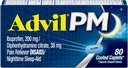 Advil PM analgésique et aide au sommeil de nuit, anti-douleur avec Ibuprofène pour soulager la douleur et diphénhydramine Citrate pour aide au sommeil - 80 Compte (paquet de 2)