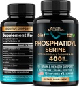 Phosphatidylsérine 400 mg avec L-Theanine, Magnésium et Vitamine B6, Rhodiola Rosea - Soutien Cerveau, Mémoire et Focus - Non-OGM certifié, naturellement dérivé et biodisponible - Fabriqué aux États-Unis - 120 apsules
