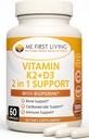 Me Premier Vitamine D3 K2 Supplément Bone and Heart Health Non-GMO Formule 125 MCG Vitamine D3 & 100 MCG Vitamine K2 MK-7 Complexe facile à avaler Vitamine D & K avec Calcium