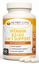 Me Premier Vitamine D3 K2 Supplément Bone and Heart Health Non-GMO Formule 125 MCG Vitamine D3 & 100 MCG Vitamine K2 MK-7 Complexe facile à avaler Vitamine D & K avec Calcium