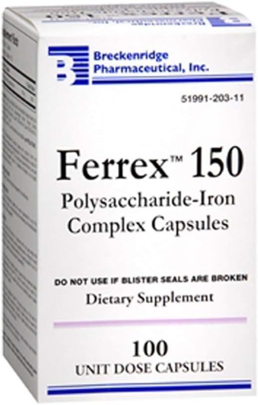 FERREX 150 Capsules du complexe Polusaccharide-Iron 100 Nombre