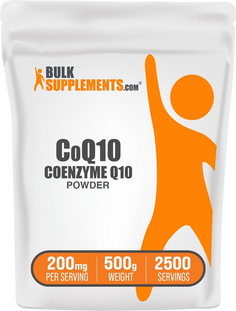 BulkSupplements.com Coenzyme Q10 Poudre - Coenzyme Q10 200mg Supplément, Supplément nutritionnel - Sans gluten, 200mg par portion, 500g (1,1 lb) (paquet de 1)