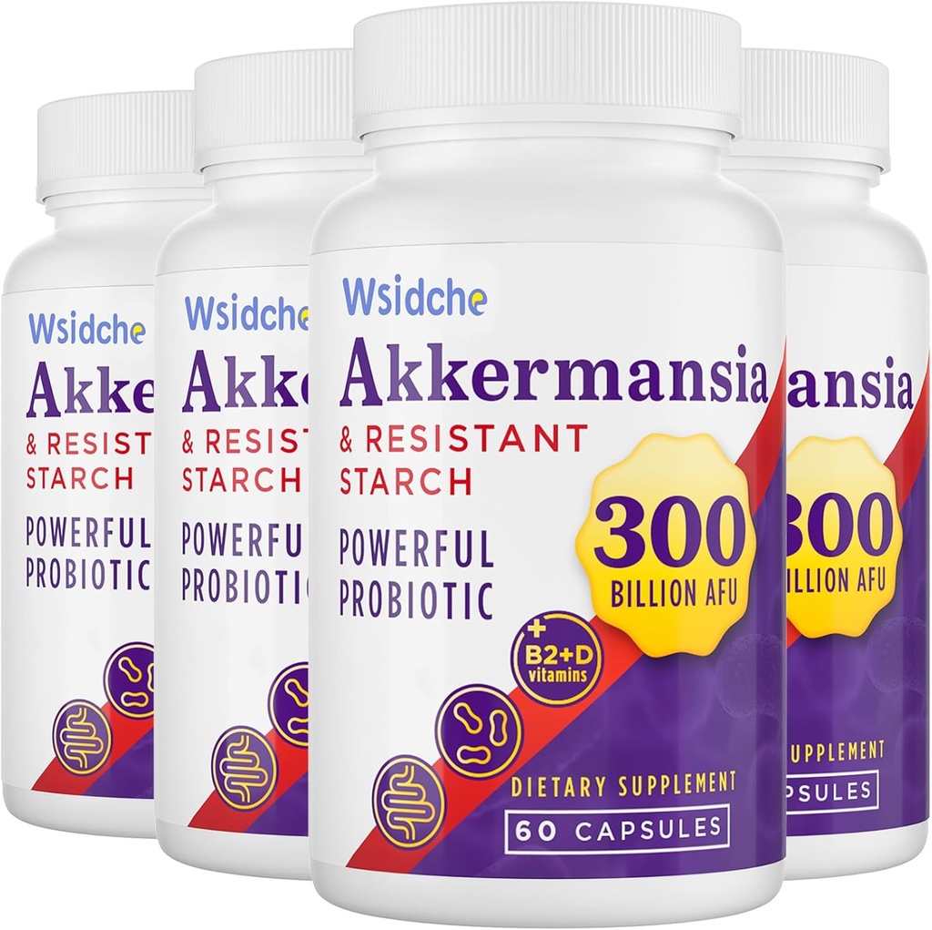 300 milliards d'AFU Akkermansia Muciniphila, Supplément GLP1 pour les femmes et les hommes, Akkermansia Probiotic pour GLP-1, Digestive, Gut, Immune et la santé globale, améliore Gut Digestive Lining fonction - 240Capsule