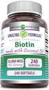 Formules étonnantes Biotine avec supplément huile de coco biologique extra vierge de 10000 Mcg.