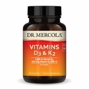 Dr Mercola Vitamines D3 et K2 - Soutient la santé immunitaire, cérébrale, cardiovasculaire, respiratoire et osseuse - Sans OGM, sans gluten et sans soja - 30 capsules (30 portions)