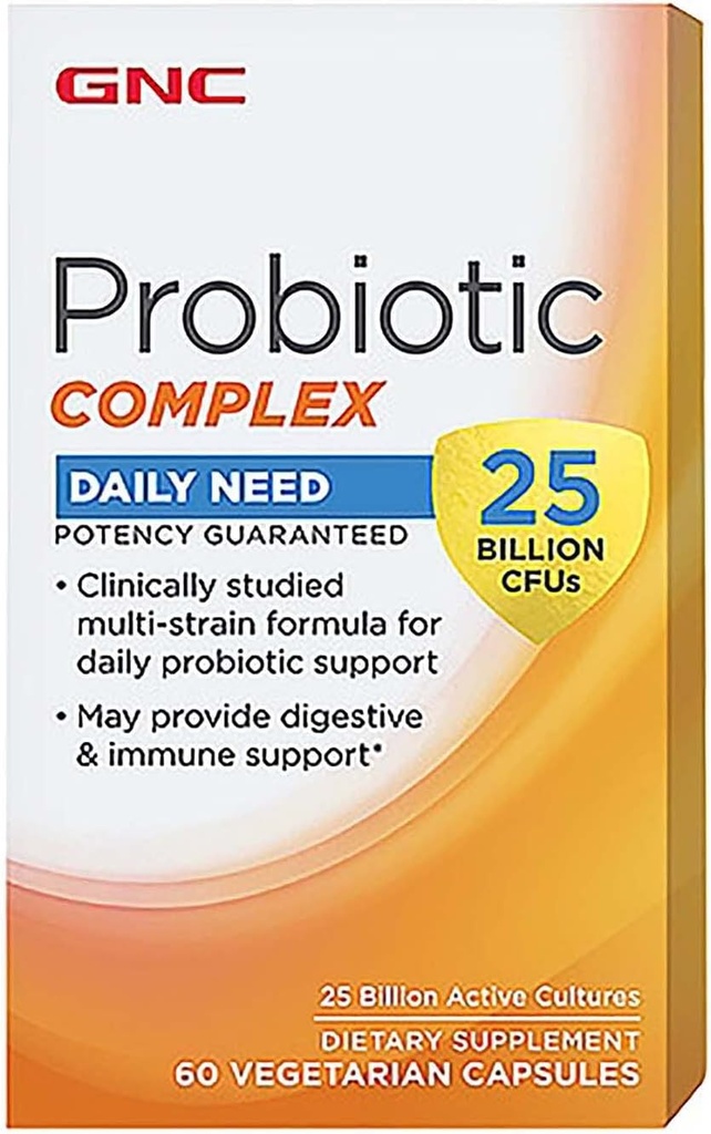 Complexe probiotique GNC avec 25 milliards d'UFC, 60 capsules, soutien probiotique quotidien